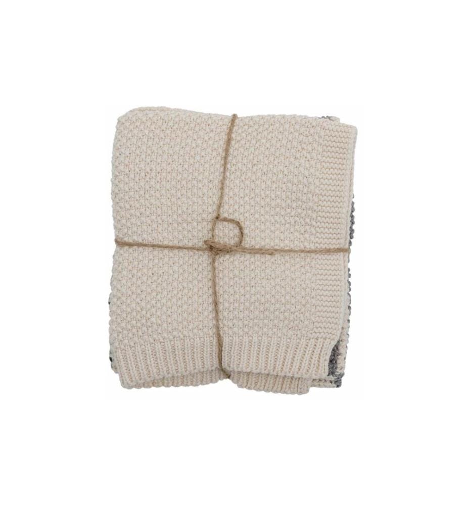 Bloomingville Gant de toilette Odette, Coton, Gris, 27 x 27 cm, 3 pièces