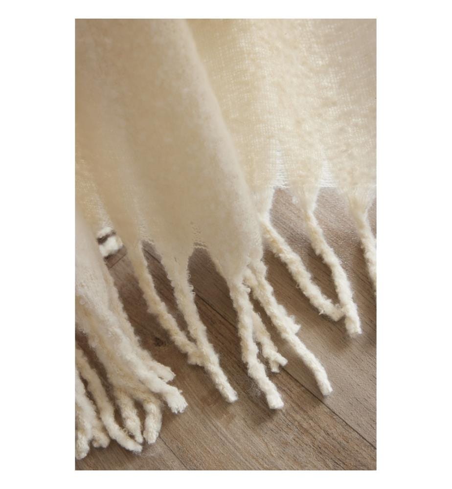 Plaid 130 x 170 cm Polyester Knit Uni Melia - Ivory
