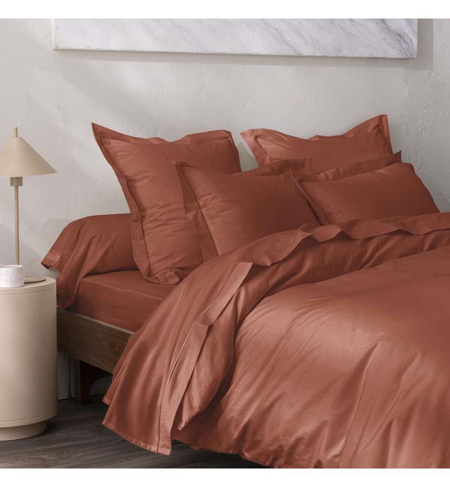 Fitted Sheet Percale 140 x 190 cm - Terracotta