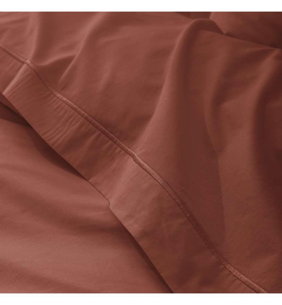 Lenzuolo piatto in percalle 180 x 290 cm - Terracotta