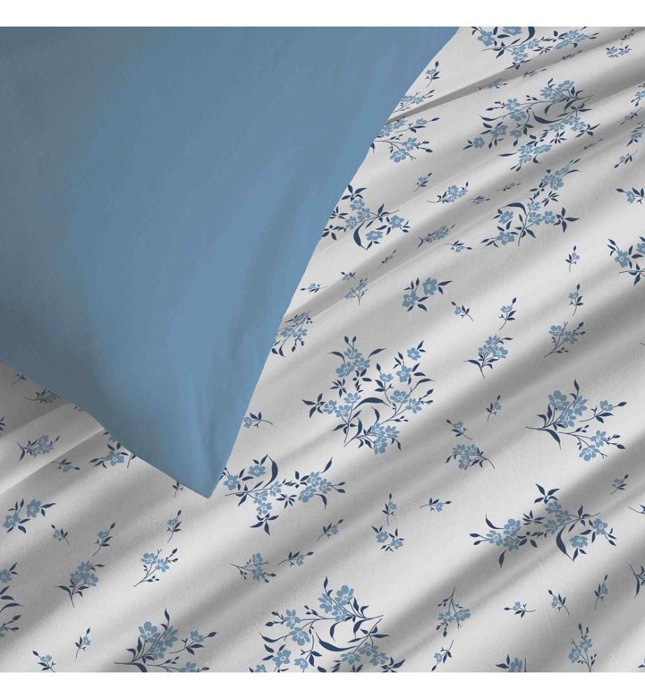 Bettdeckenbezug 140 x 200 cm und Spannbettlaken 90 x 190 cm - Louise Bleu
