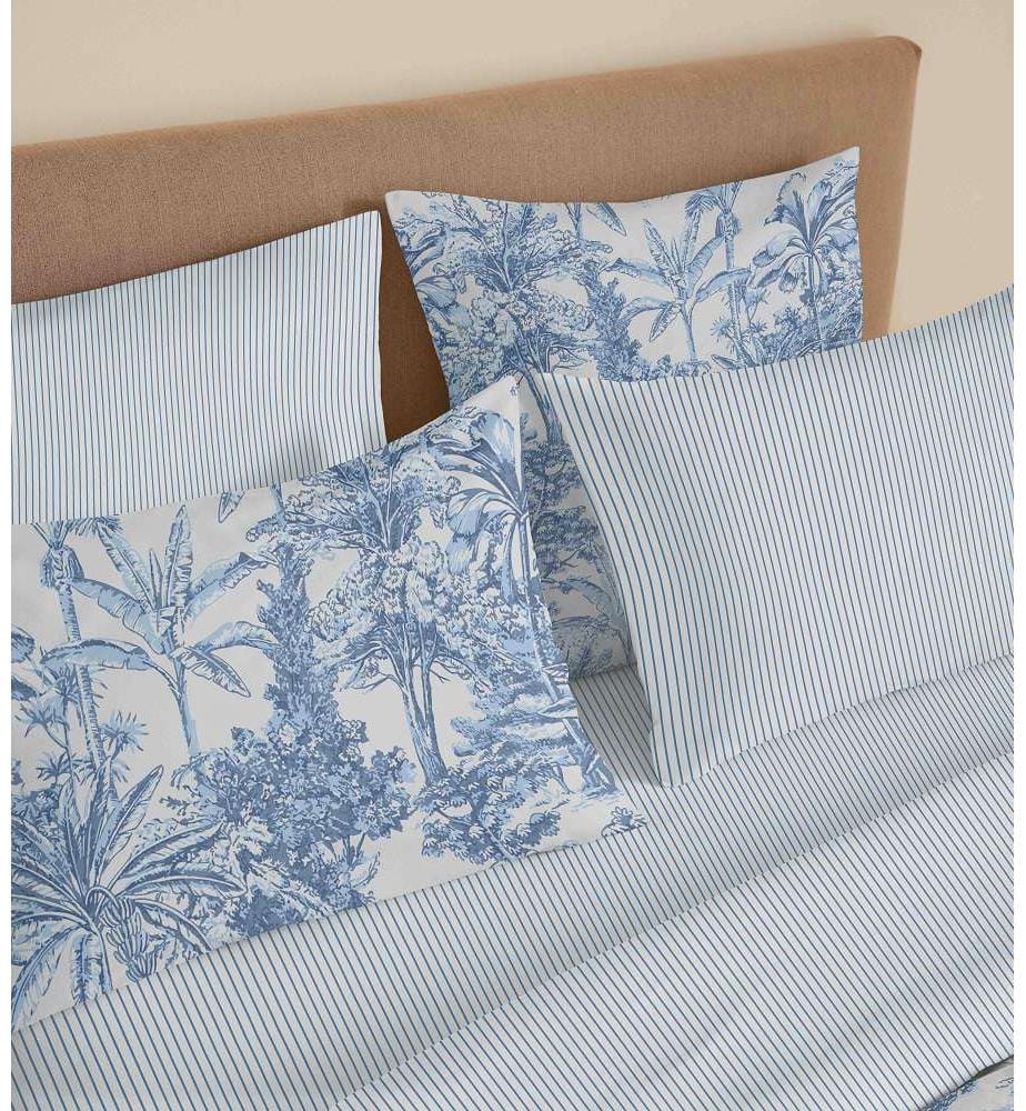 Bettdeckenbezug 220 x 240 cm und Spannbettlaken 140 x 190 cm - Adama Azur