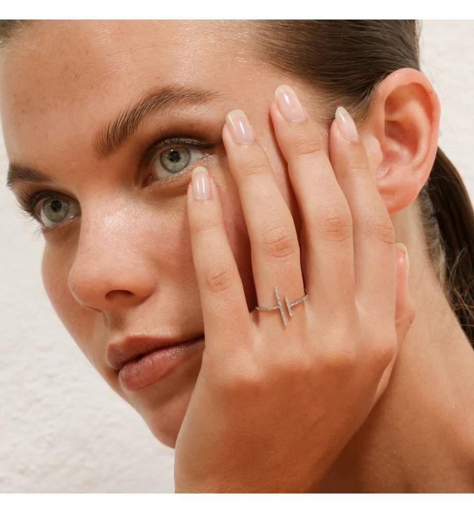 Ring Parallele Asymmetrisch - Weissgold 375/1000