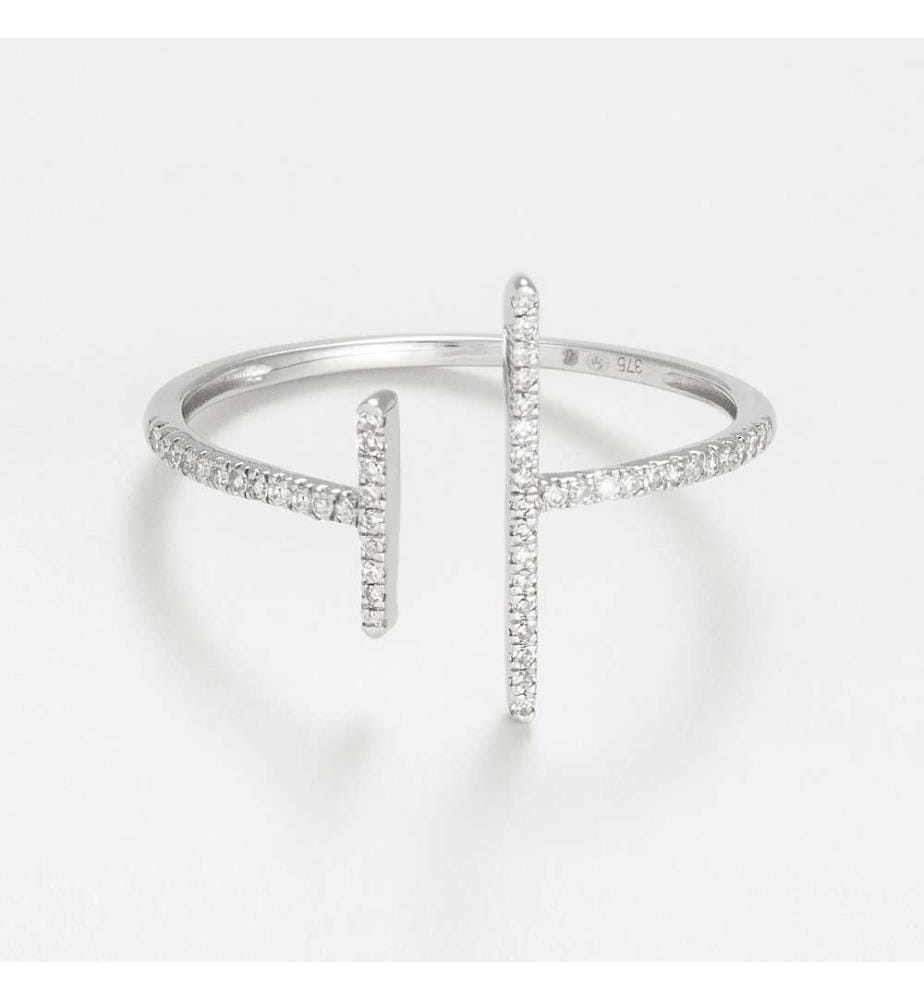 Ring Parallele Asymmetrisch - Weissgold 375/1000