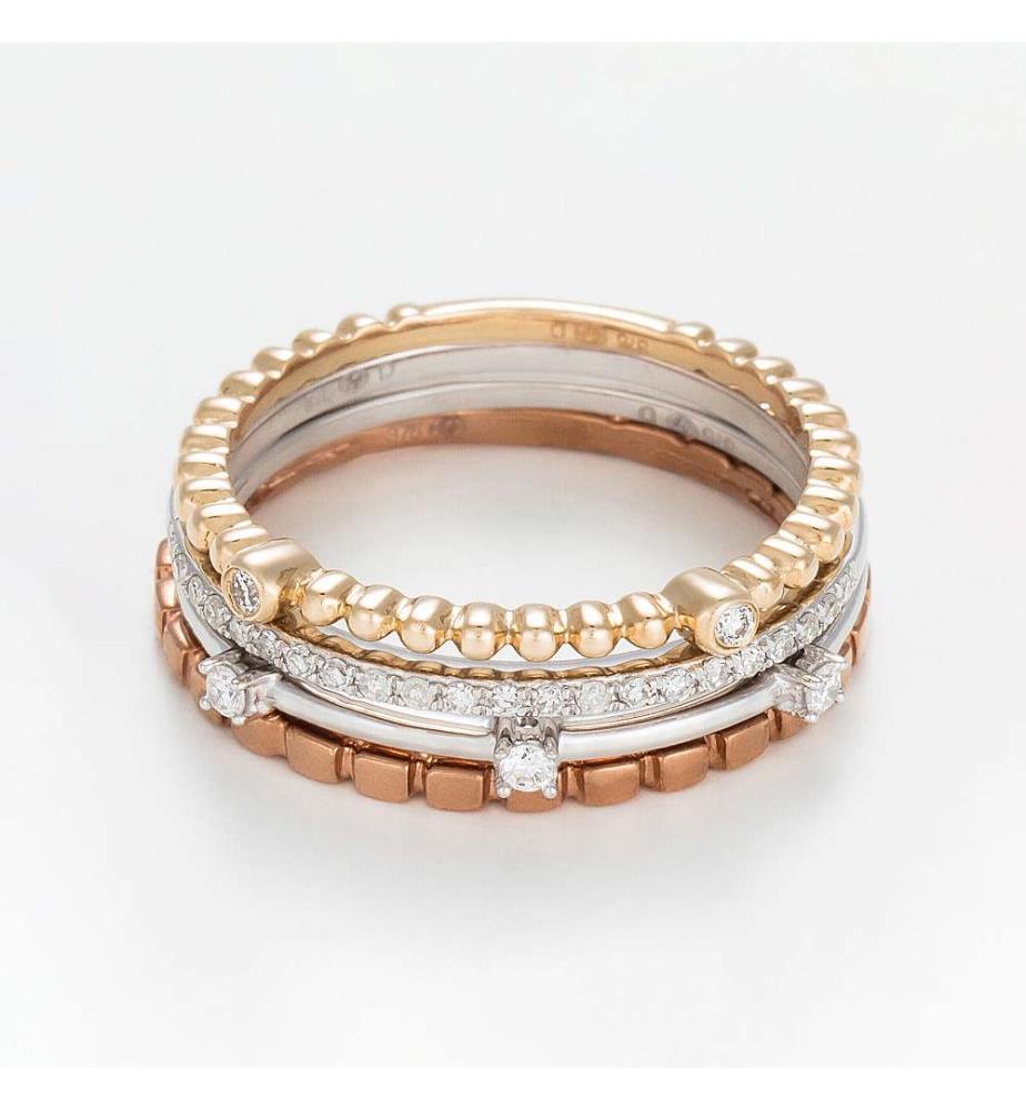 Set aus 4 Ringen Harmonie - Tricolor Gelbgold