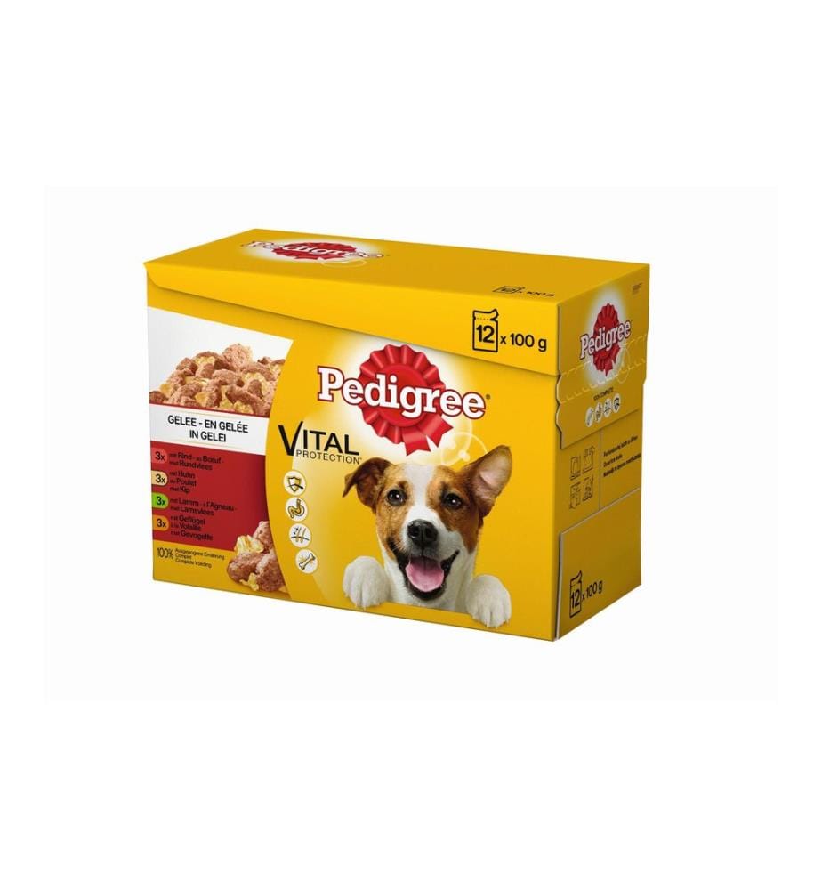 Pedigree Nassfutter Vital Protection 4 Sorten in Gelee, 12 x 100 g