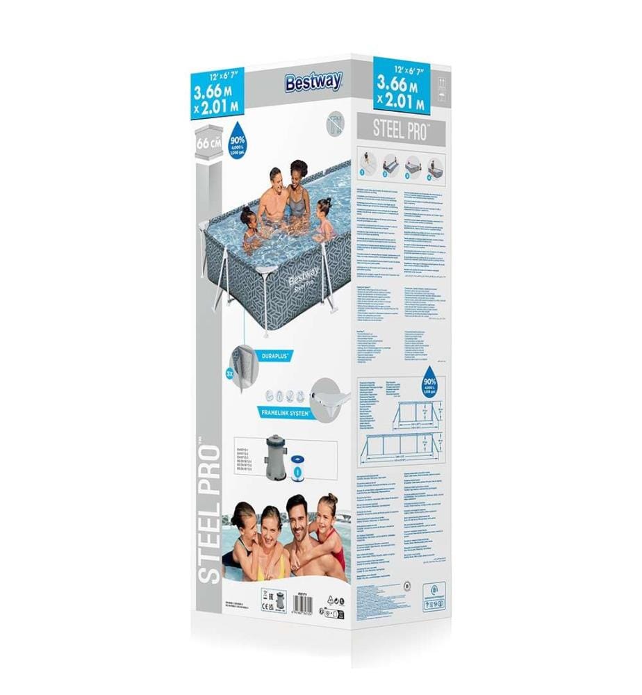 Steel Pro Pool Set 366x201x66cm - Grau