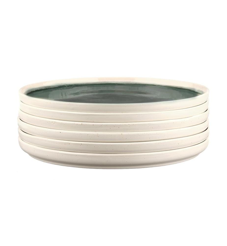 Set de 6 Assiettes Oxygen Ø27 Cm - Vert Et Gris