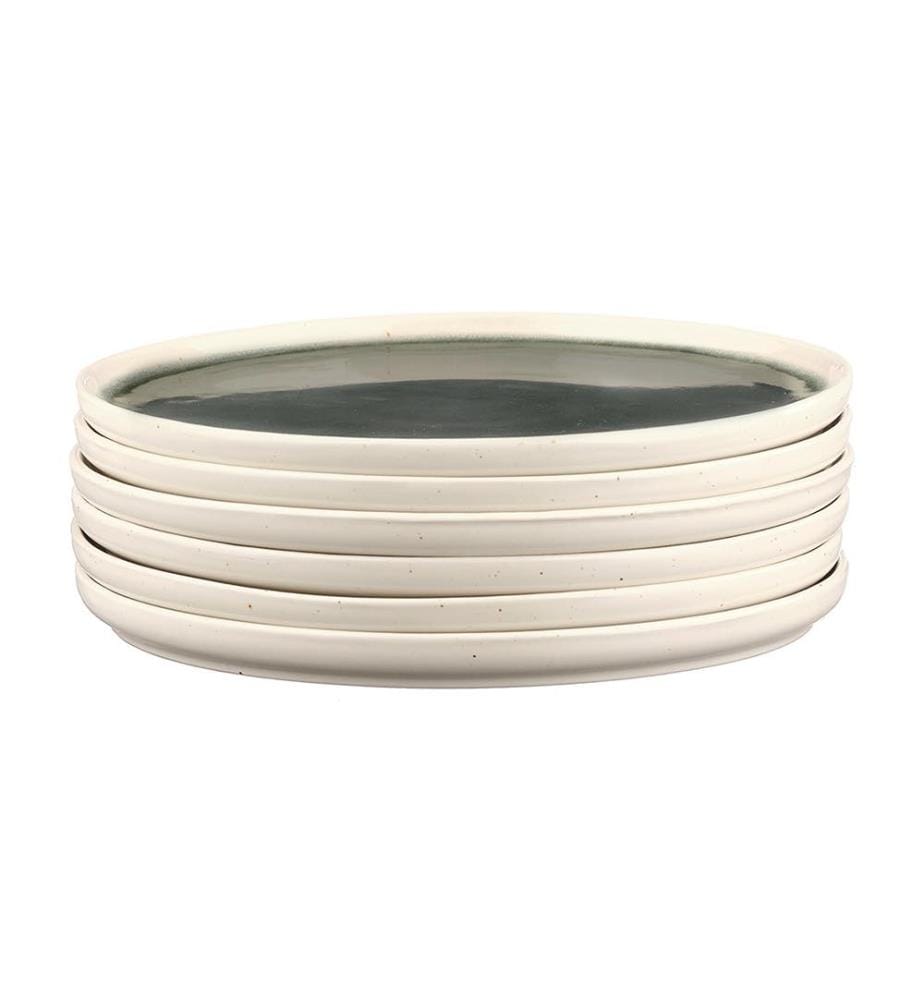 Lot de 6 Assiettes Oxygen Ø21,5 Cm - Vert Et Gris