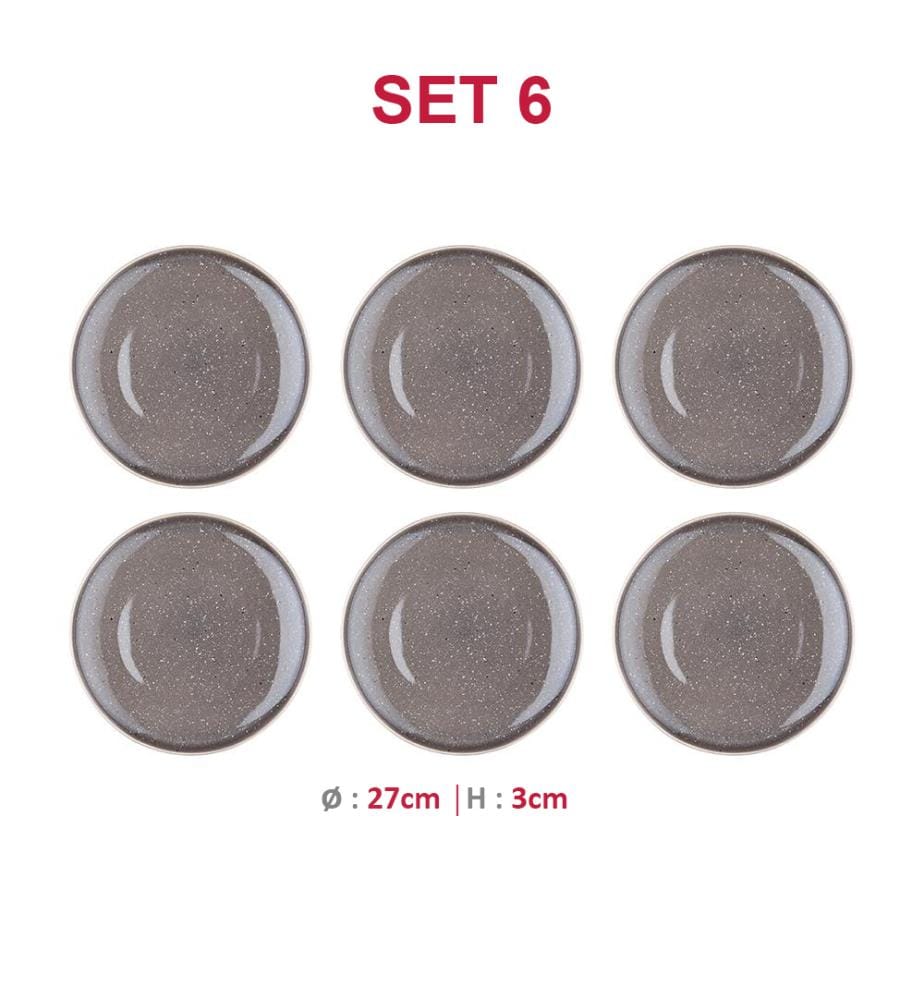 Set de 6 Assiettes Stellar Ø27 Cm - Gris Ciment