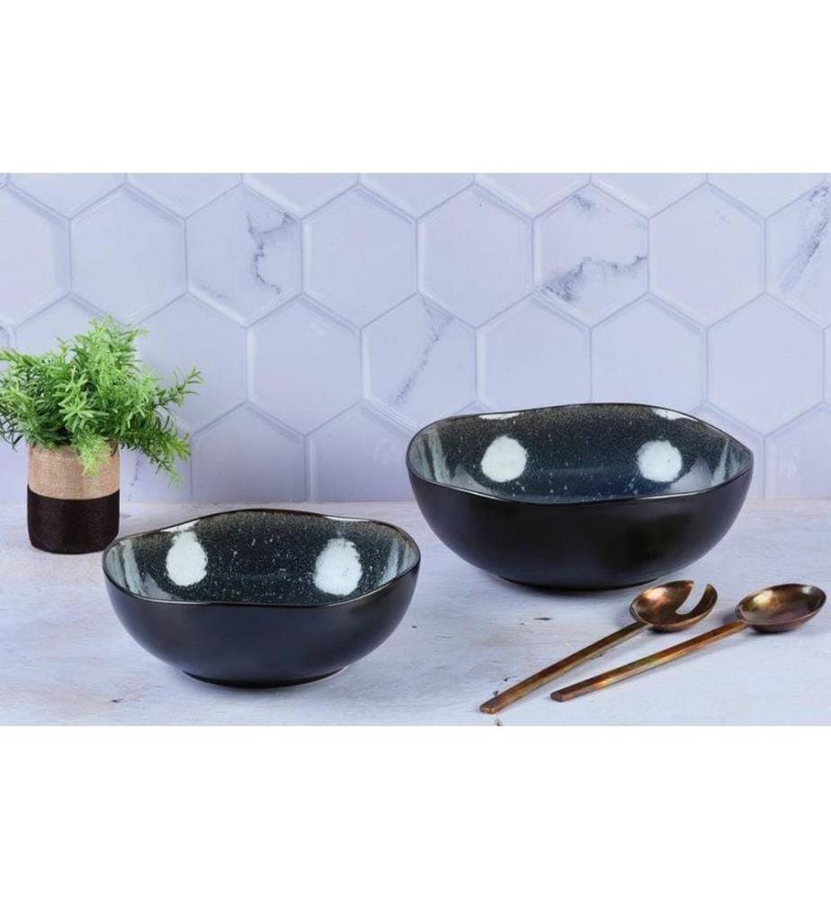 2er-Set Salatschüsseln Iris Ø 24 cm Und Ø 28,5 cm - Nachtblau
