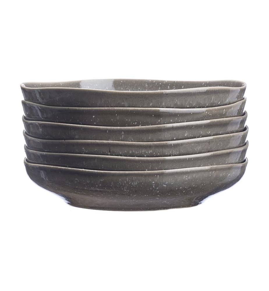 Lot de 6 Assiettes Creuses Stellar Ø22,5 cm - Gris Béton