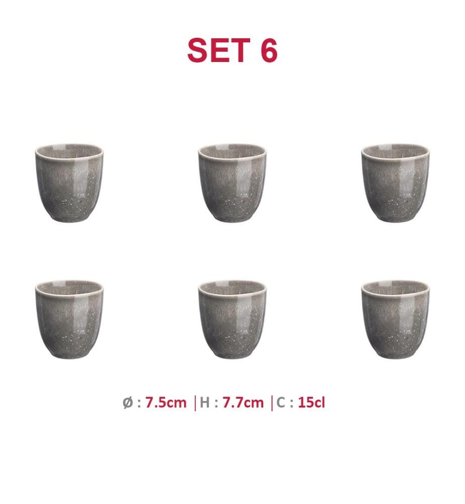 Set aus 6 Tassen Stellar 15 Cl - Zementgrau