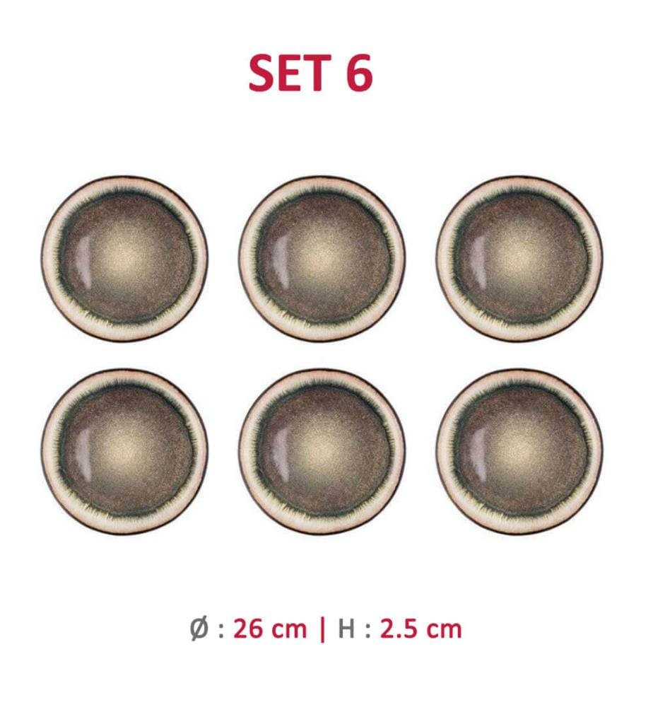 6 Assiettes Iris Ø 26 Cm - Marron Sauvage