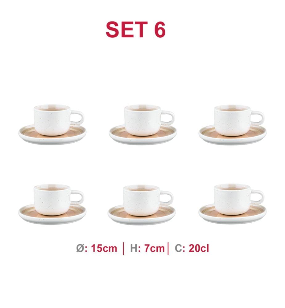 12 Pièces 20 Cl tazza e piattino Oxygen Ø15 Cm - Rosa cipria