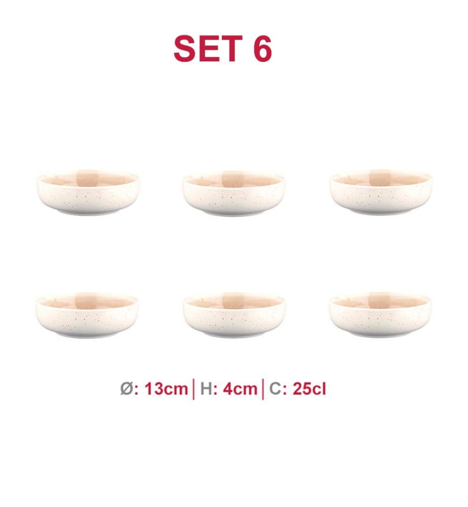 Bol Oxygen Ø13Cm - 6 Pièces - Rose Poudre