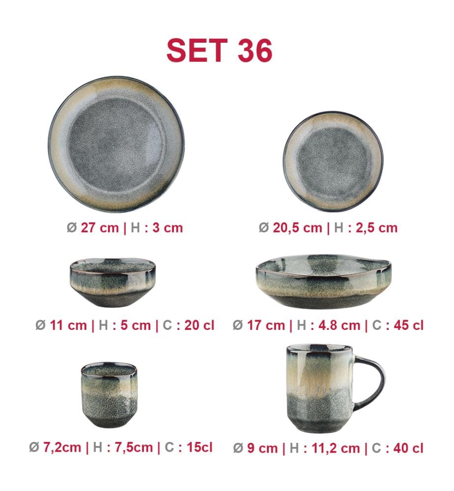 Genesis Tischset 36-teilig - Mehrfarbig