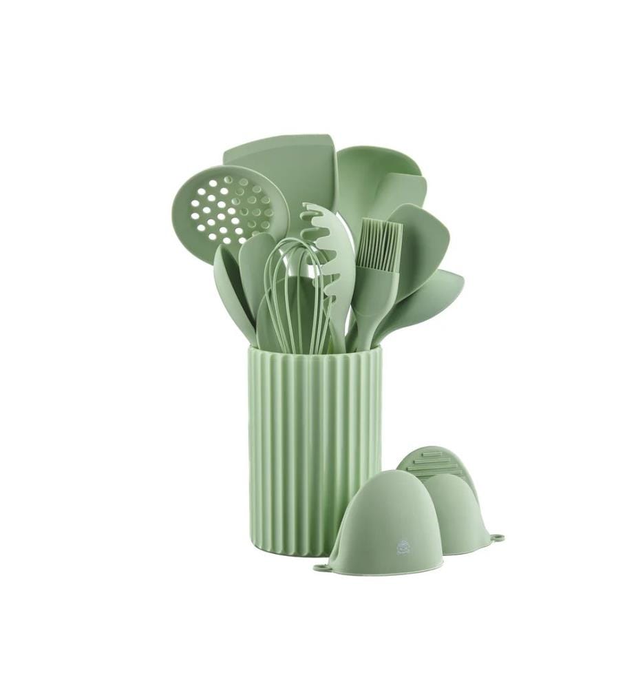 Set di 15 utensili da cucina in silicone IVAR - Verde