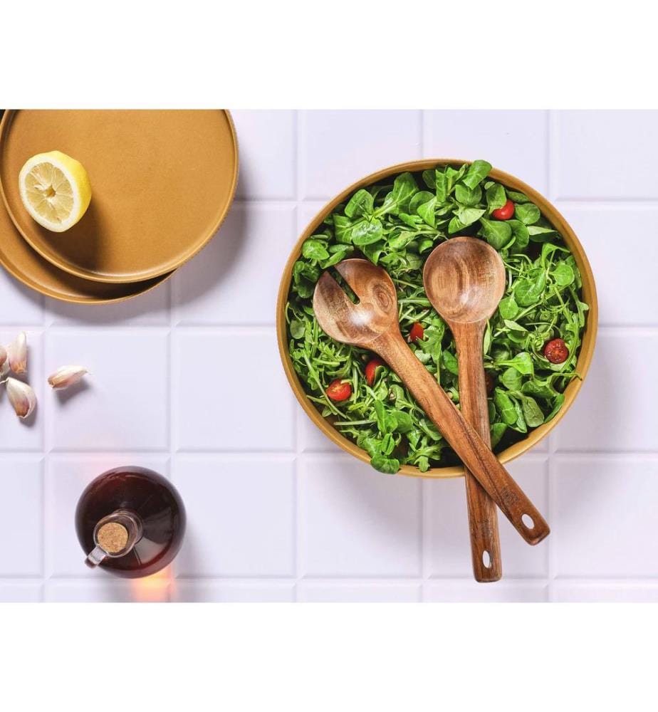 2er-Set Salatbesteck aus Akazienholz OLLE - Braun