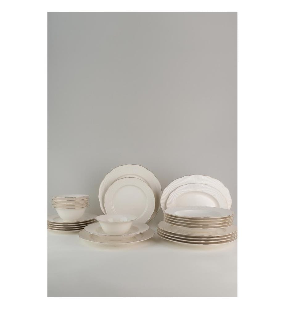 Geschirrset (26-teilig) – Weiss-Silber