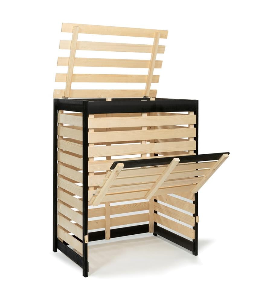 Kompostbehälter aus Holz 360L - Braun und Schwarz