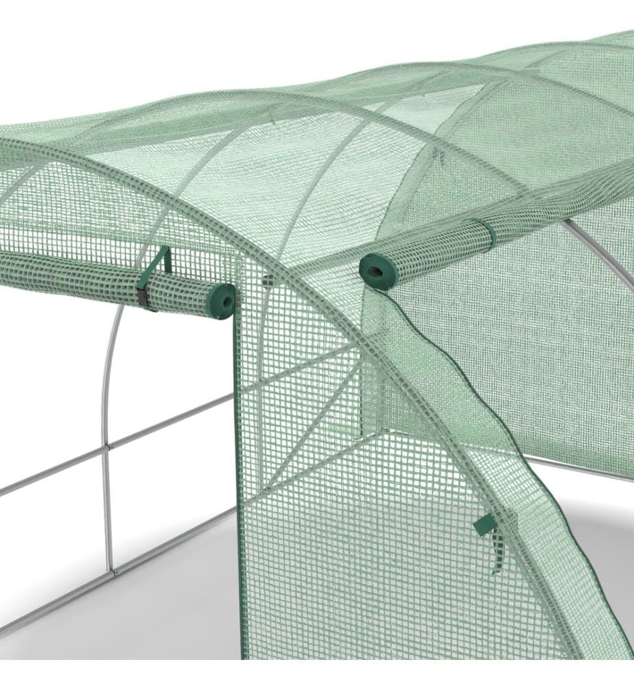 Serre tunnel de jardin 12 m ² bâche renforcée 130 gr/m² - Vert