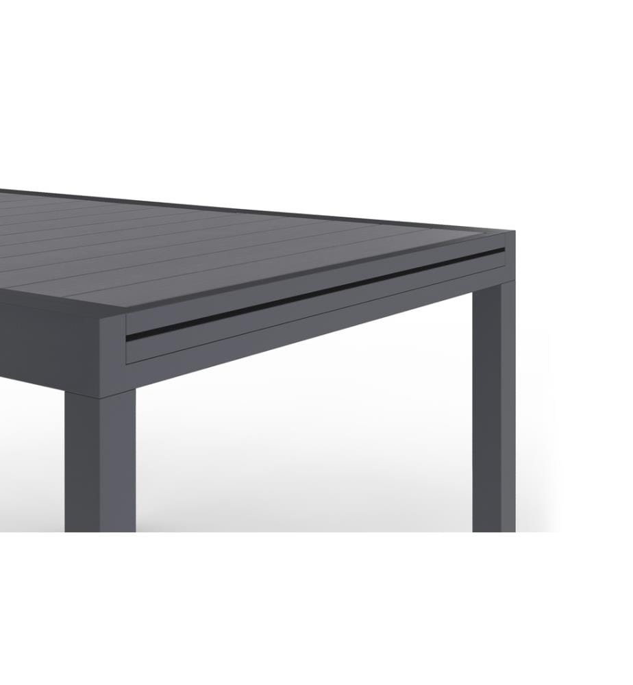 Table de Jardin extensible en polywood - 90-180 cm - Brun et Gris