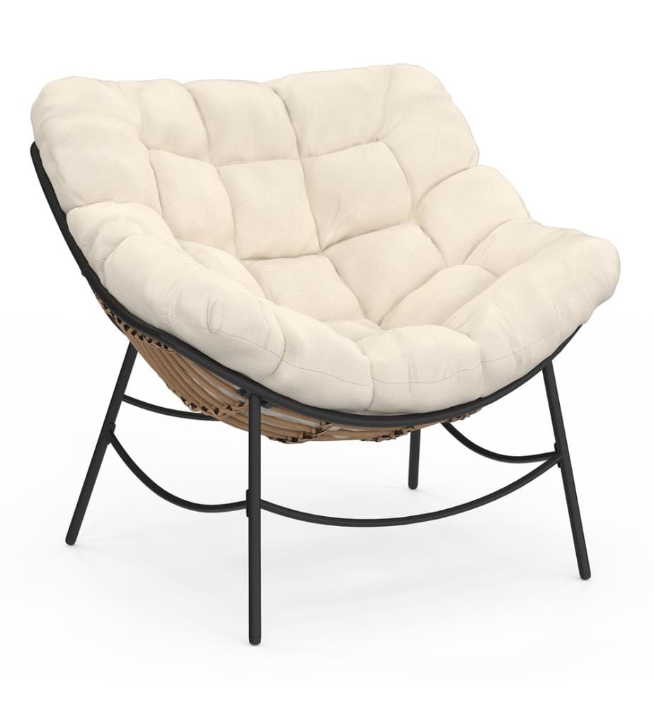 Lois rattan garden armchair with ecru cushion