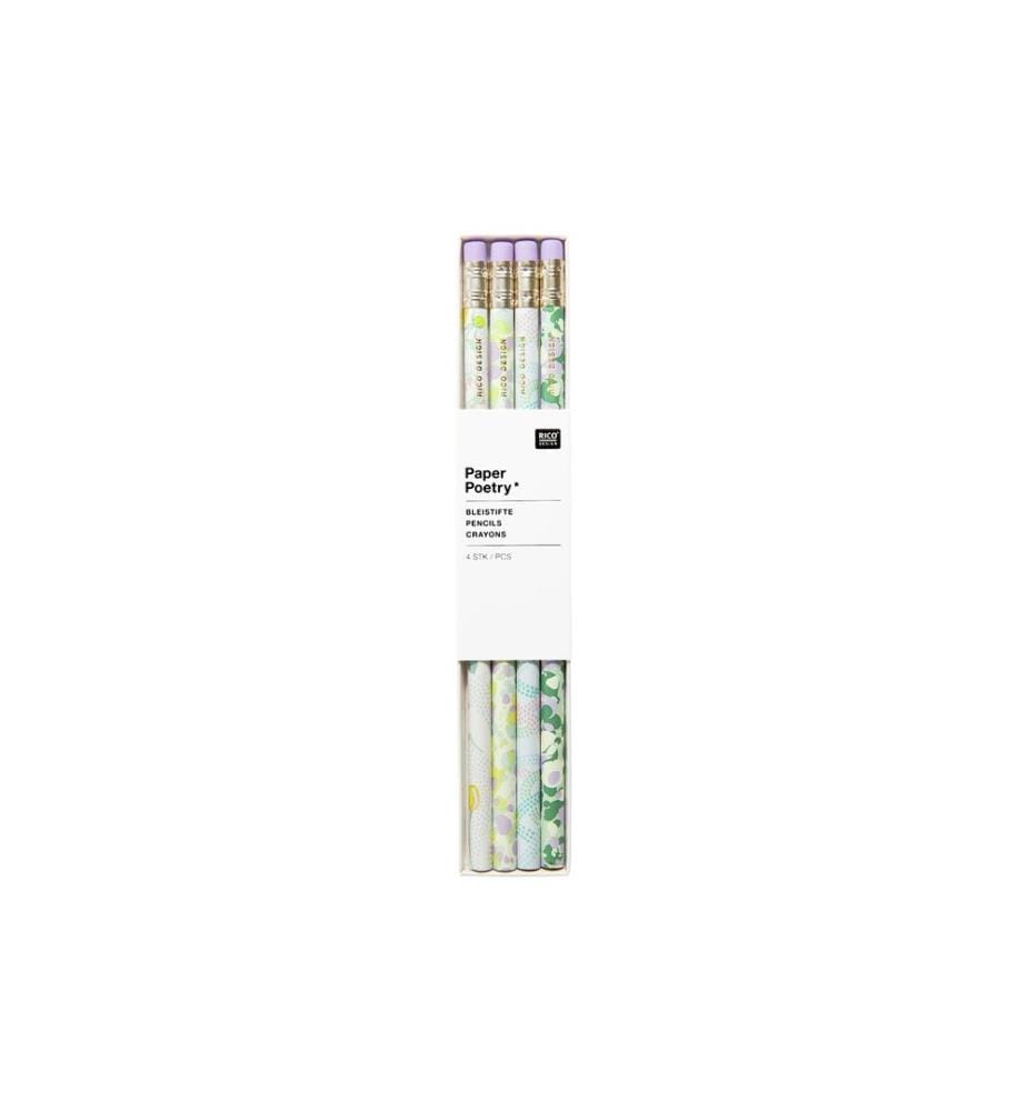 Rico Design Bleistift Set, Blumen 4 Stück