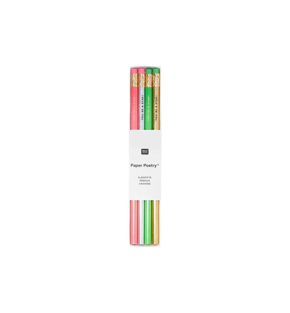 Rico Design Bleistift Shroom Neon, 4 Stück, HB
