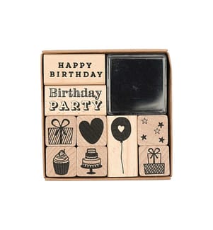 Rico Design Stempelset Happy Birthday mit Kissen schwarz