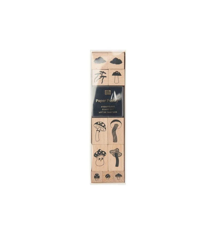 Rico Design Stempelset Shroom Pilz, Schwarz/Braun
