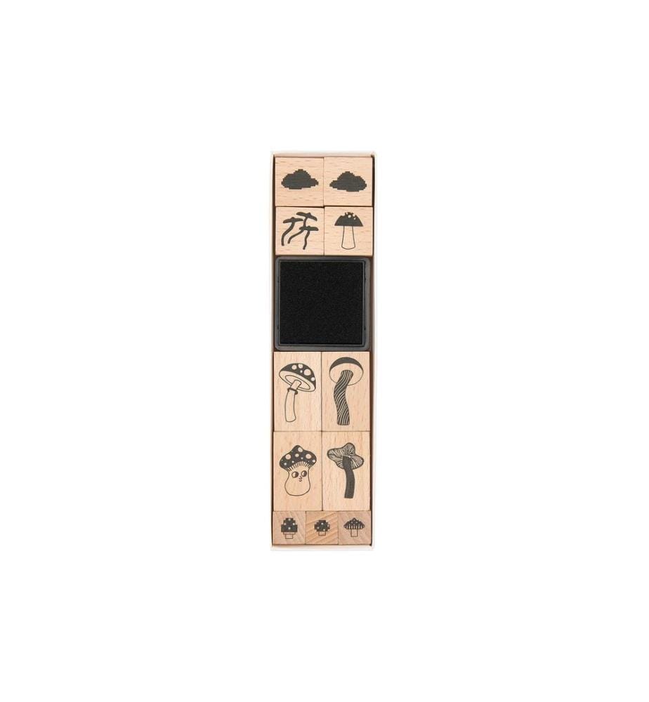 Rico Design Stempelset Shroom Pilz, Schwarz/Braun