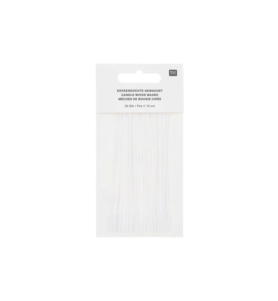 Rico Design Kerzendocht gewachst 10 cm, 20 Stück, Baumwolle