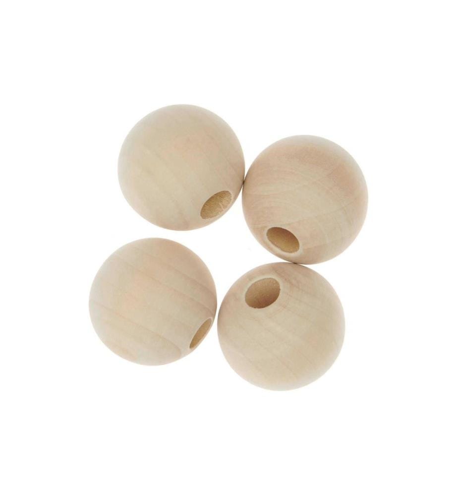 Rico Design Perles en bois Macramé Nature, 4 pièces