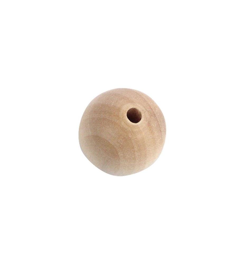 Rico Design Holzperlen Gebohrt  20 mm Nature, 16 Stück