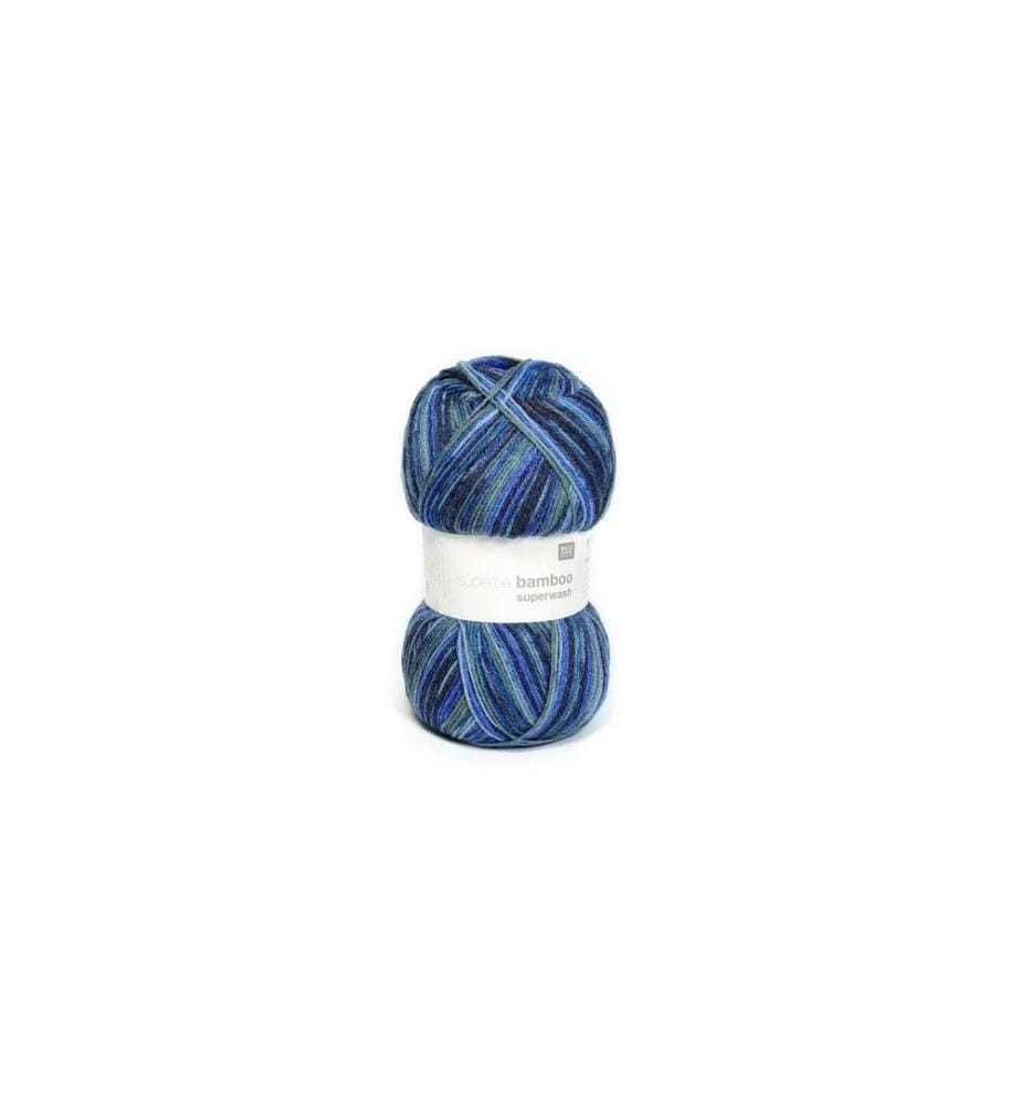 Rico Design Laine Bamboo pour chaussettes 4 fils, 100 g, Bleu