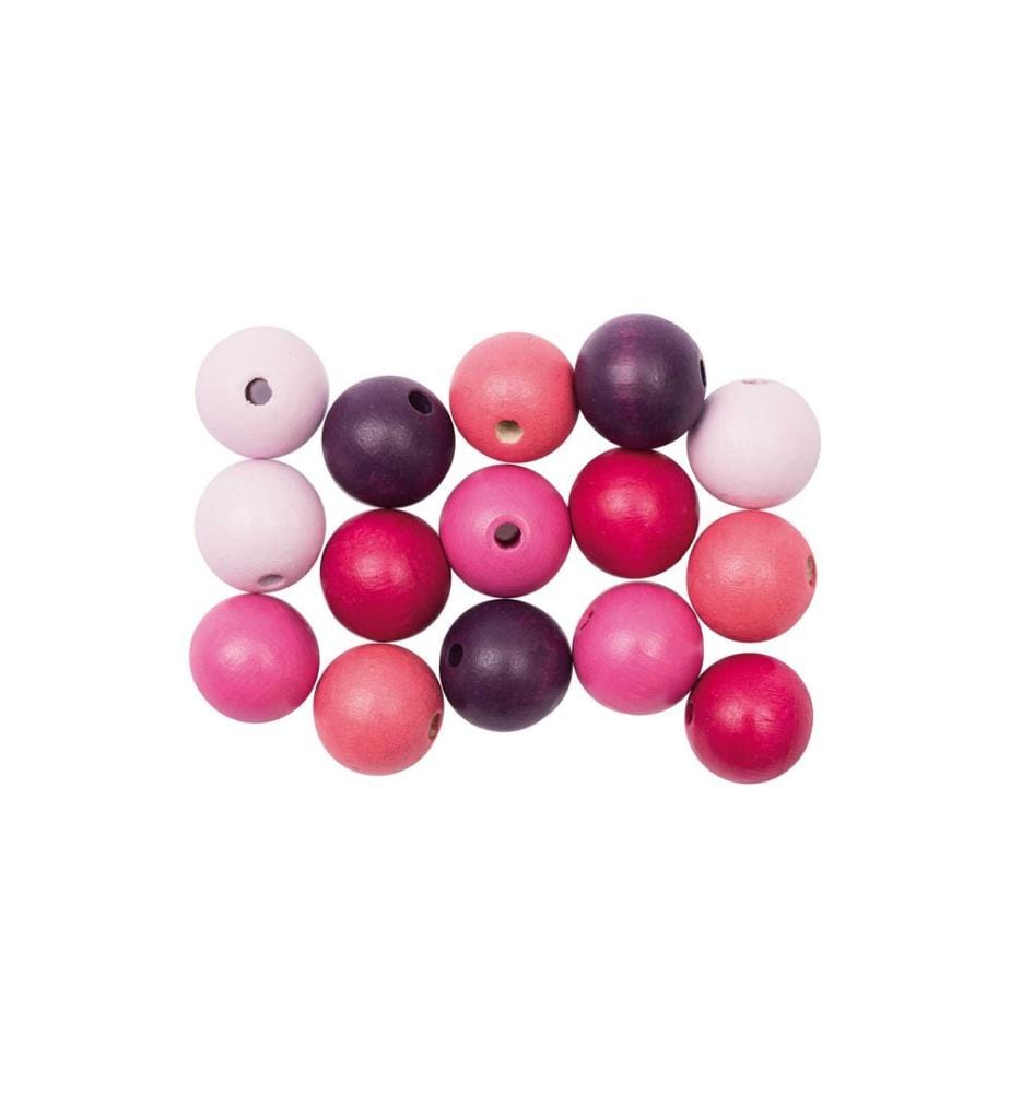 Rico Design Holzperlen Gebohrt 12 mm Pink, 15 Stück