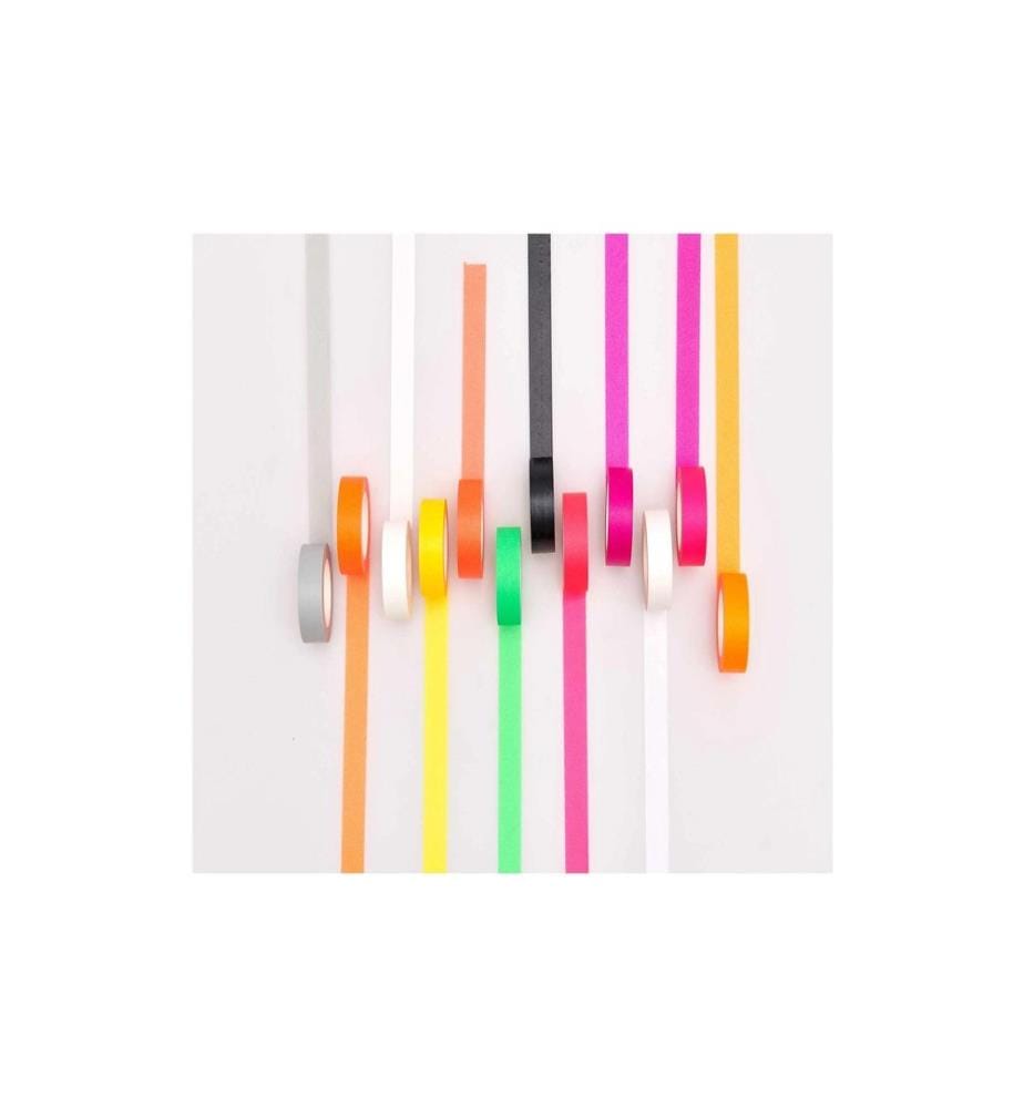Rico Design Ruban washi 4 pièces, orange fluo/rose fluo/rouge fluo, 10 m