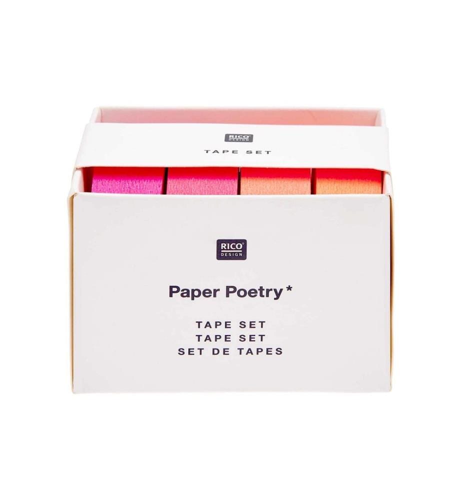 Rico Design Ruban washi 4 pièces, orange fluo/rose fluo/rouge fluo, 10 m