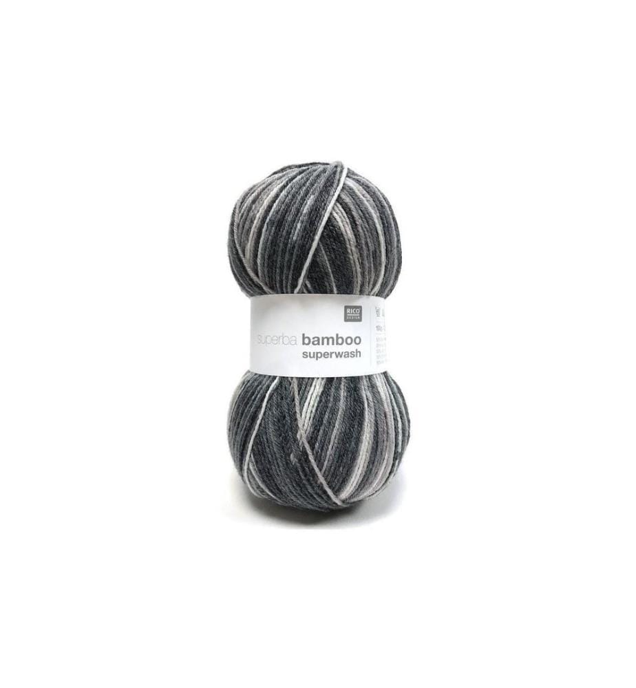 Rico Design Laine Bamboo pour chaussettes 4 fils, 100 g, Anthracite