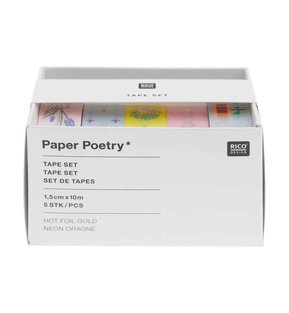 Rico Design Washi Tape Floral 5 Stück, Mehrfarbig, 10 m