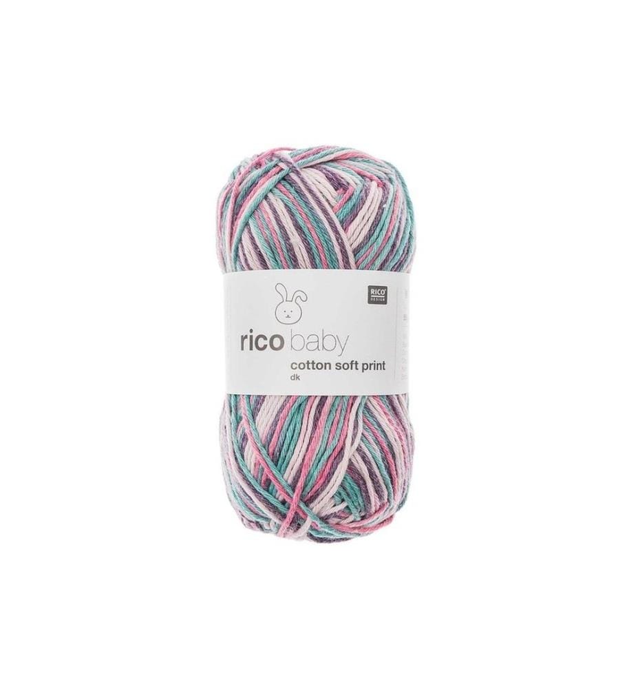 Rico Design Wolle Baby Cotton Soft Print 50 g, Rosa; Türkis