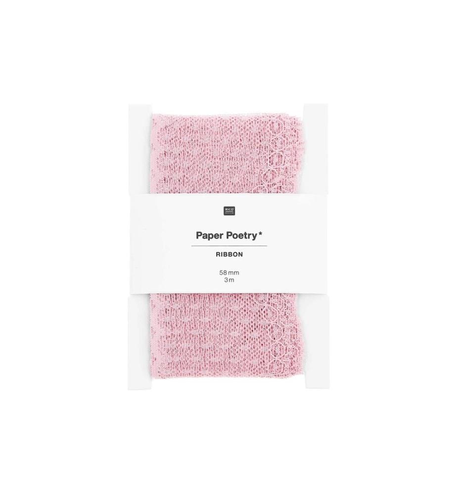 Ruban de dentelle Rico Design à pois 58 mm x 3 m, Rose