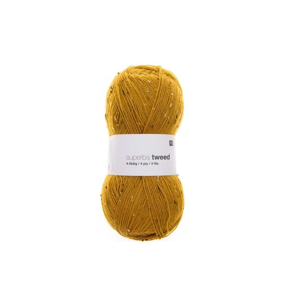 Rico Design Wolle Soft Tweed für Socken 4-fädig, 100 g, Senfgelb