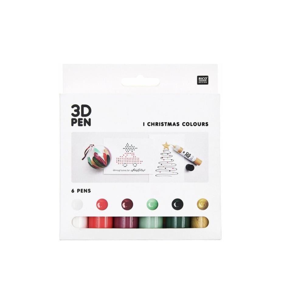 Rico Design Bastelfarbe 3D Pen Weihnachten 6 x 27 ml