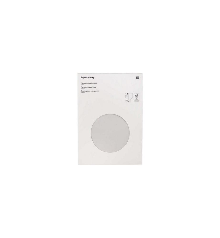Rico Design Transparentpapier Block A4, 113 g/m²,  1 Stück, Transparent