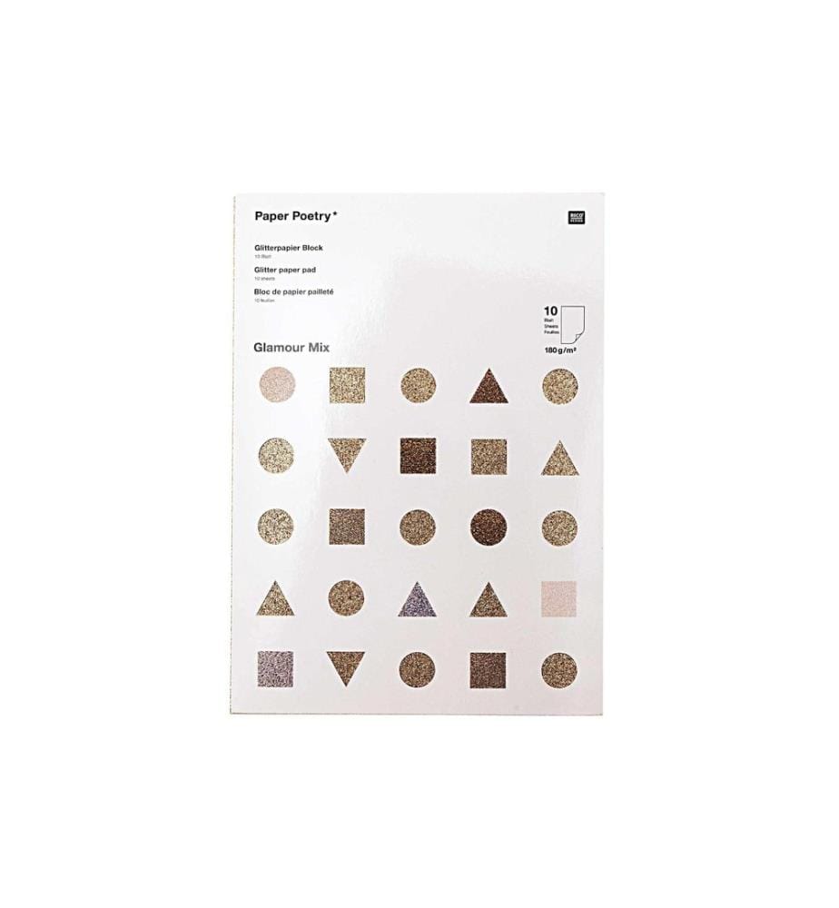 Rico Design Papier pailleté Paper Poetry Glamour Mix 10 feuilles