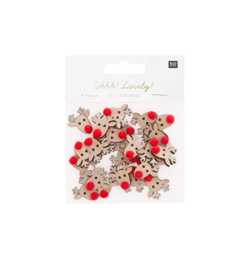 Decorazioni da spargere Rico Design Renna 24 pezzi, Naturale/Oro