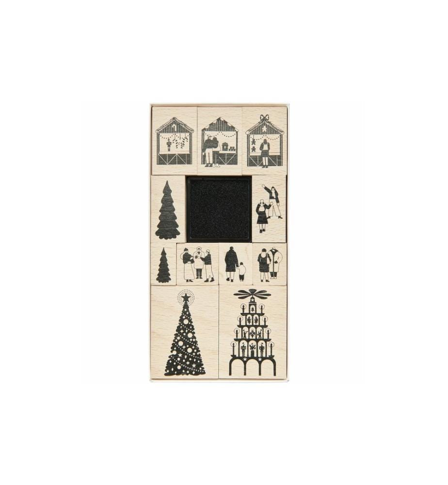 Rico Design Stempelset Weihnachtsmarkt 11 Stück